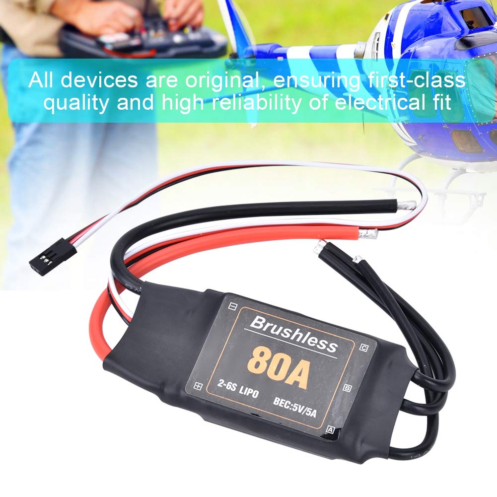 Controlador ESC RC, 80A sin escobillas, Controlador de Velocidad con Protección de Batería, 2-6S para Drones, Coches Remoto, Helicópteros RC y Modelos RC