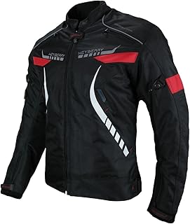 HEYBERRY Damen Motorradjacke Textil Schwarz Rot Gr. L / 40