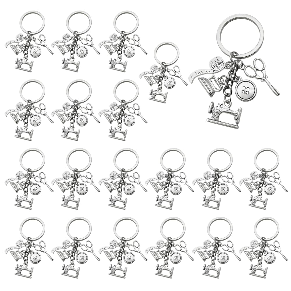 DONGKER Sewing Keychains, 20pcs Sewing Machine Scissor Keychain for Costume Designer Quilters Seamstress Mom Grandma Present