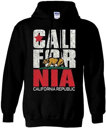 Dolphin Shirt Co California Flag Vintage Retro Text Asst Colors Hoodie