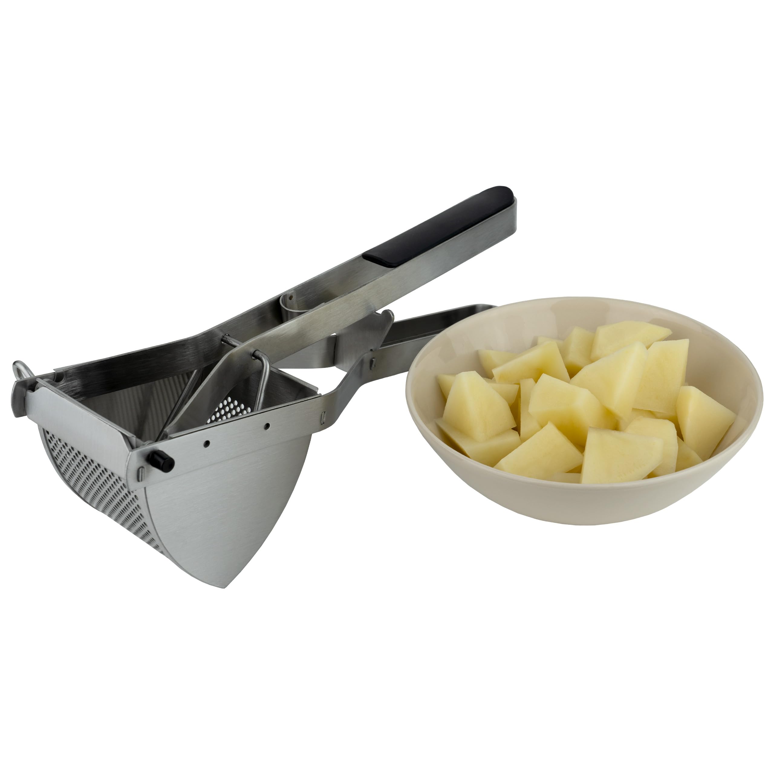Grunwerg Tłucz do ziemniaków/tłucz do puree, prasa do owoców i warzyw z ergonomiczną rączką, szybkie i łatwe puree ziemniaczane, stal nierdzewna 18/10