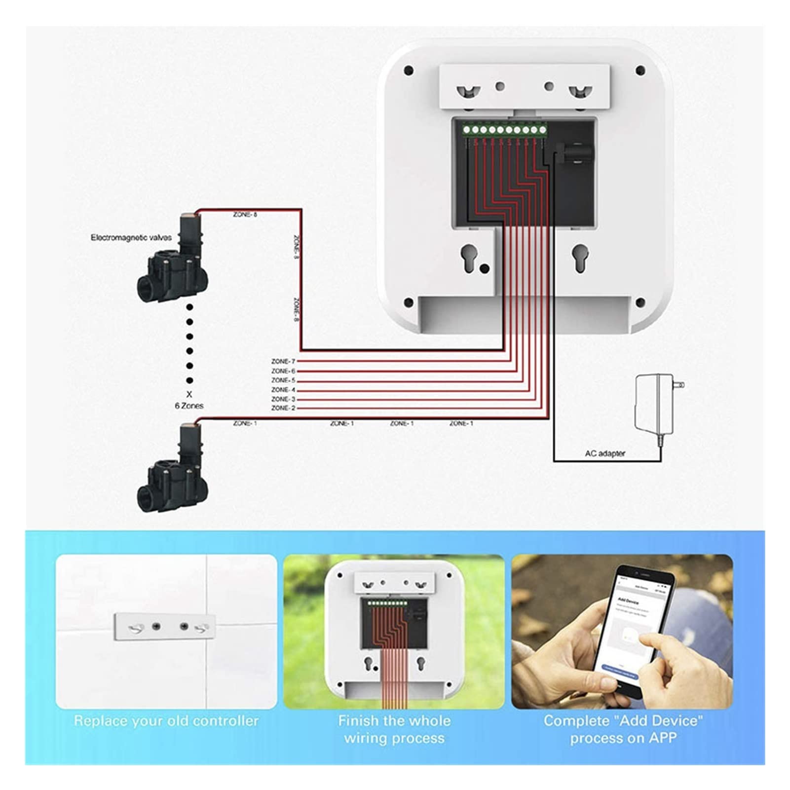 Válvula de agua inteligente Apagado Controlador de riego inteligente Controlador de válvula de agua Wifi Sistema de riego de riego automático Temporizador de riego de jardín inteligente Control remo