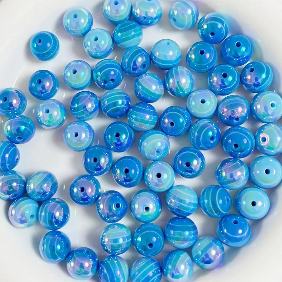 GIOTEL 50 PCs Stripe Rainbow Color Hard Beads Bracelet Suitable for DIY Decoration Ornament Jewelry Making Phone Chain (Color : Gradient Blue