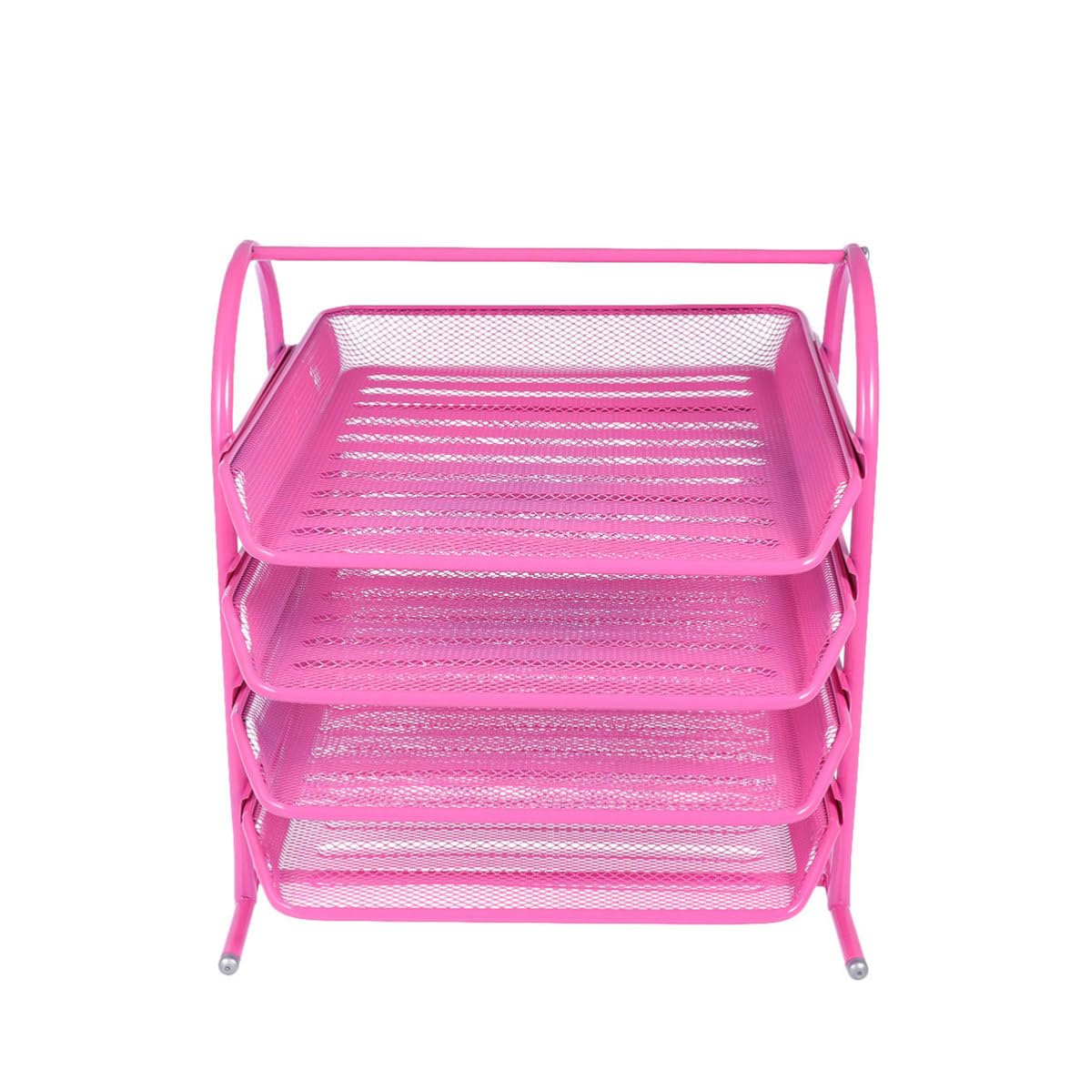 Balacoo Organizador de Archivos de Hierro de 4 Capas para Escritorio Rosa