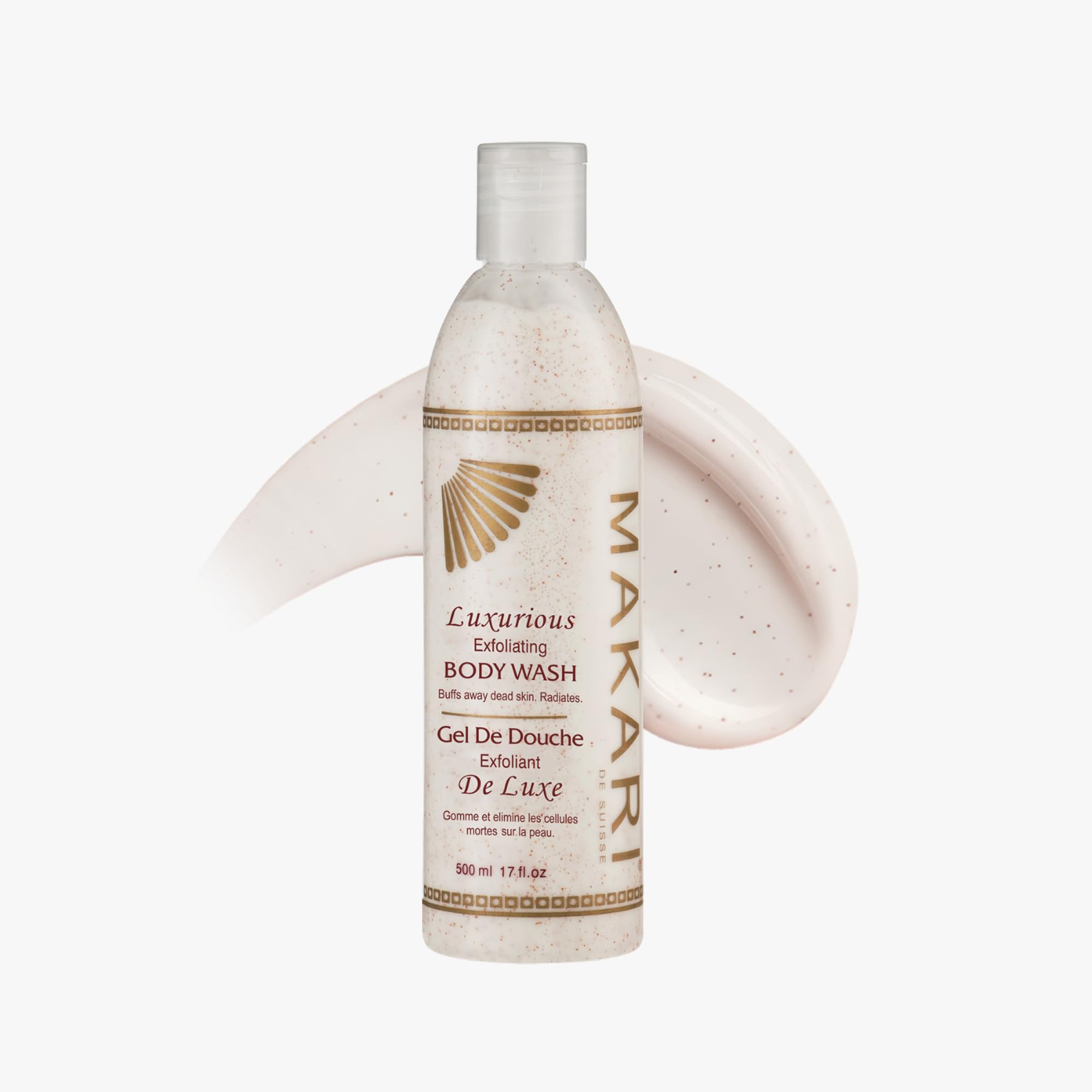 Makari Klasyczny luksusowy rozjaśniający peeling do mycia ciała 17 fl.oz – oczyszczacz do twarzy i ciała z ekstraktem z korzenia morwy i mikrokryształkami peelingu – wybielanie ciemnych powierzchni i