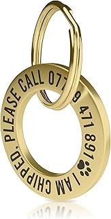 Charmify Dog Tag Engraved UK – Personalised Stainless Steel | Brass Pet ID Tag for Dogs or Cats | Custom Deep Engraved Name Tag for Dog Collar | Durable Pet Tag with Clear Lettering & Polished Finish