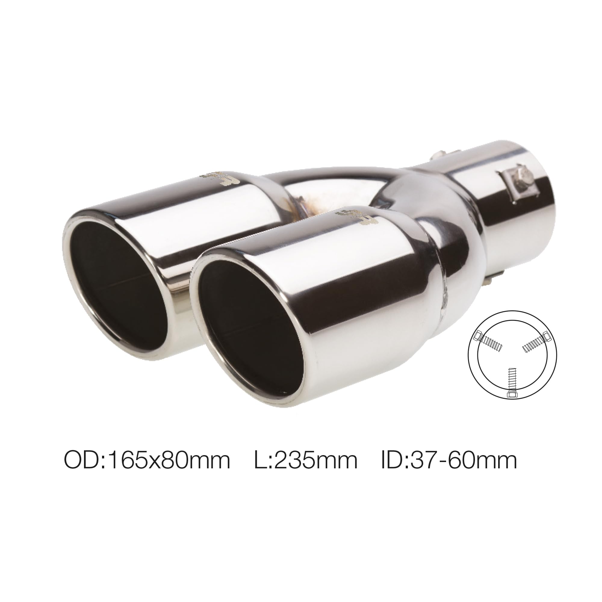 Simoni Racing Uitlaatsierstuk Dubbel Rond/Schuin RVS - 76xL230mm - Montage ->58mm kopen? | | Auto's