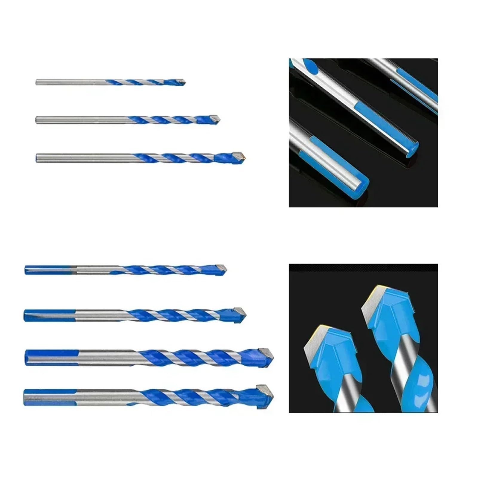 6 Pezzi 3-12mm Punta Da Trapano for Muratura In Carburo Cementato for Metallo, Porcellana, Piastrelle Di Ceramica, Calcestruzzo, Mattoni, Legno, Fresa