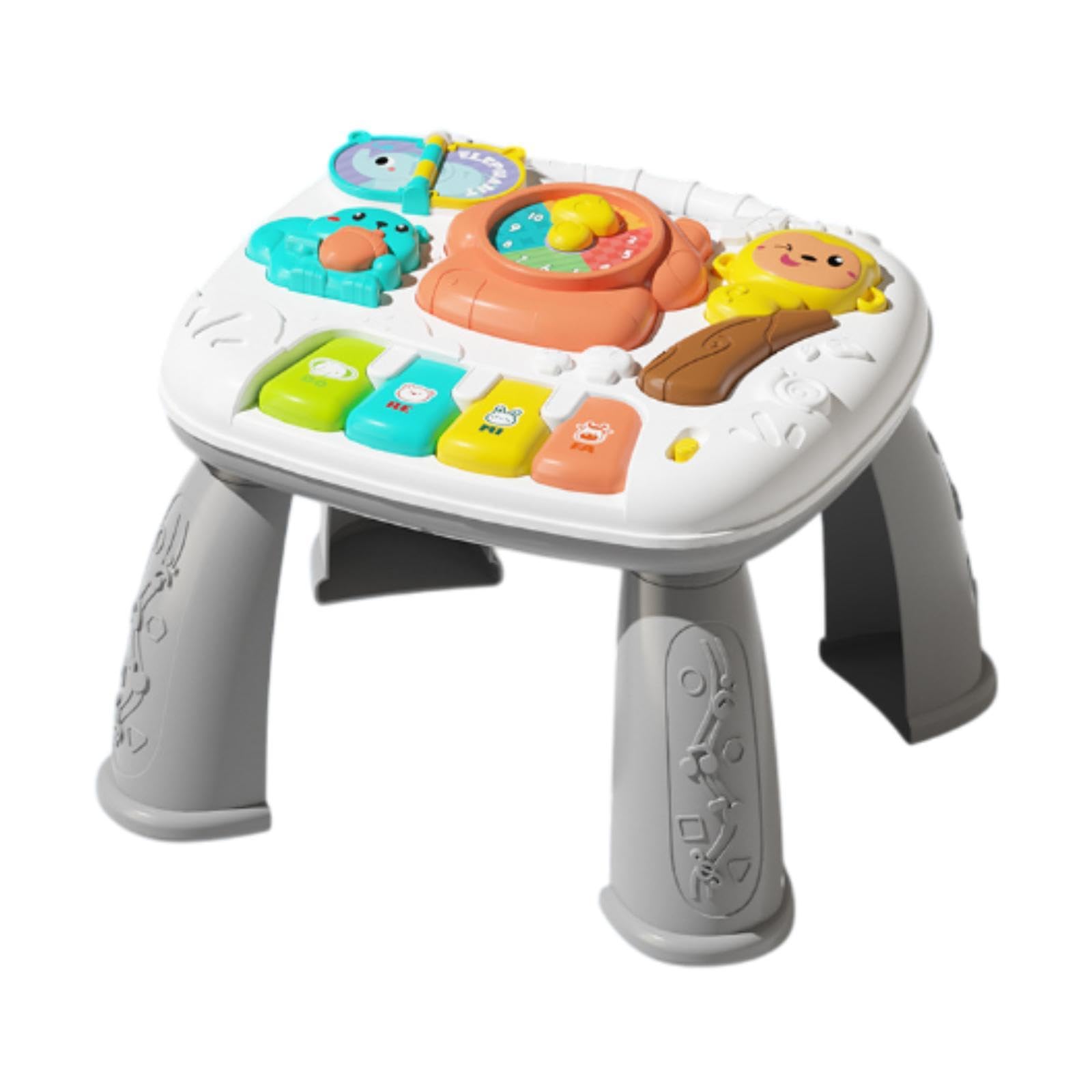 Mesa de Aprendizaje de Actividades para Bebés, Juguetes, Mesa de Aprendizaje Musical para Niñas de 3, 4, 5 Y 6 años, Color Gris, Gris