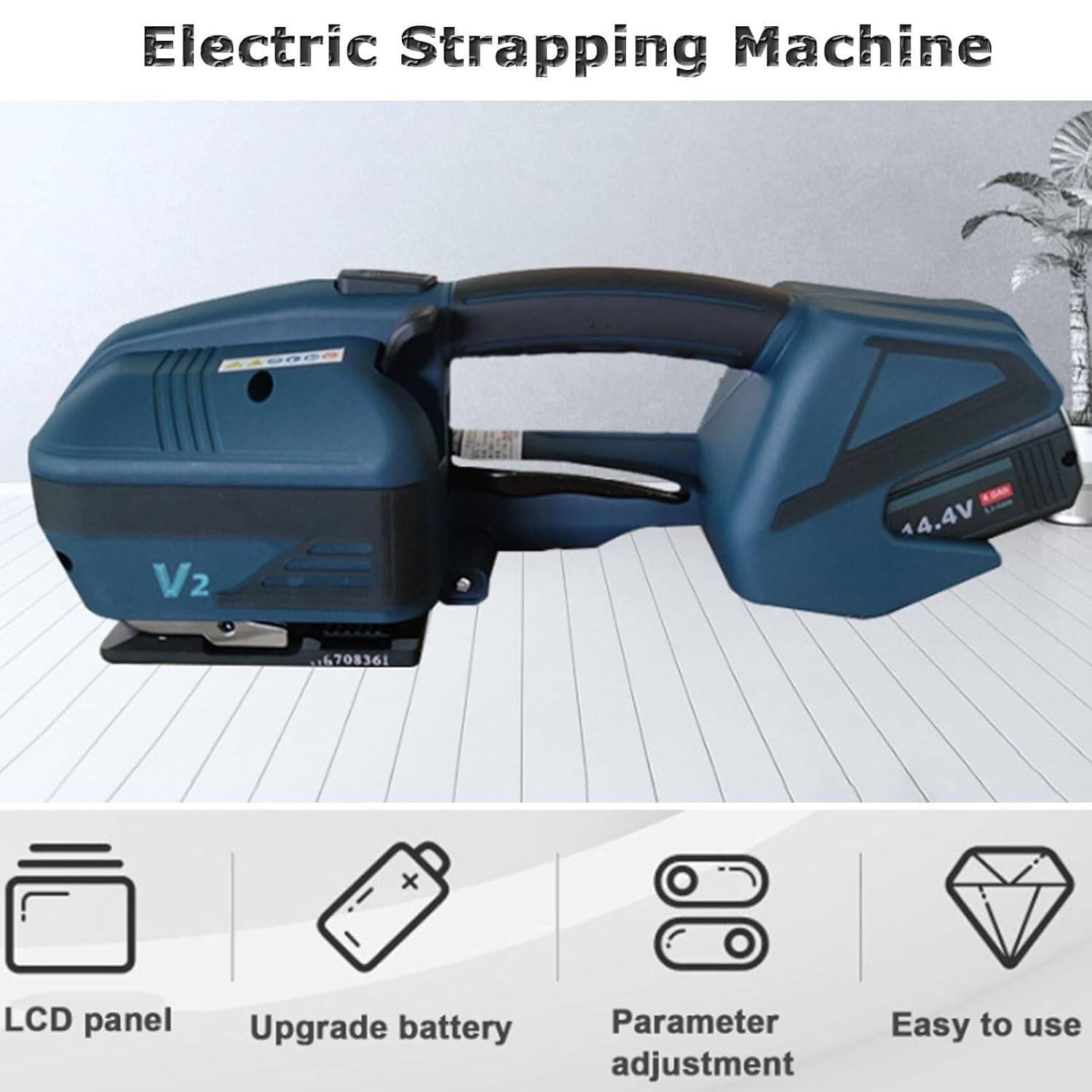 Reggiatrice elettrica tenuta in mano portatile, strumento di reggiatura automatico con due batterie da 4000 mAh