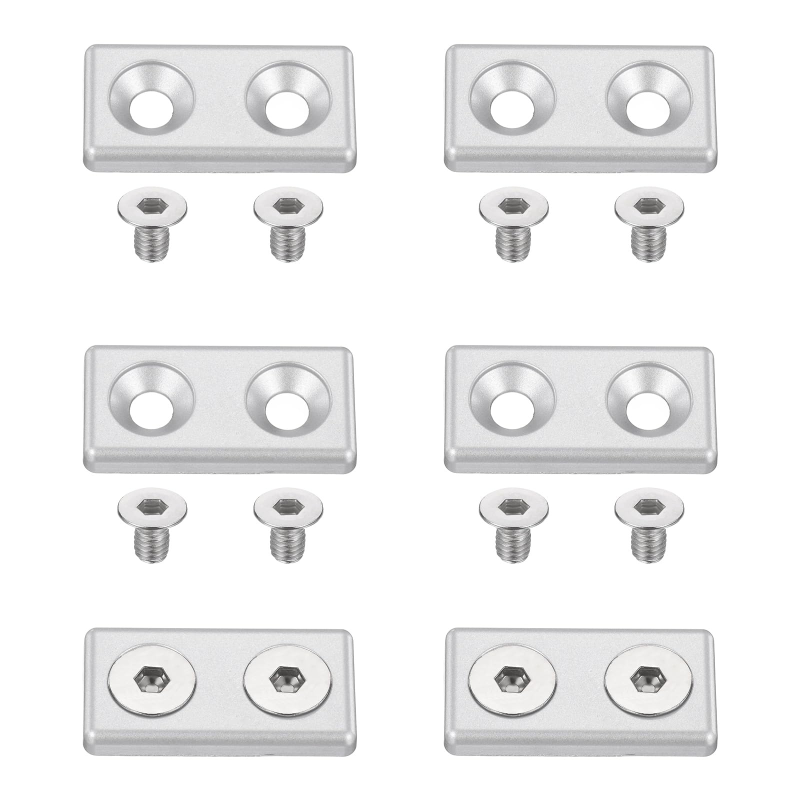 sourcing map 6Pcs Profile End Cap, Zinc Alloy 2040 Series EU Standard T-Slot Aluminum Extrusion End Cap Bracket with Screws for Storage Rack, Silver