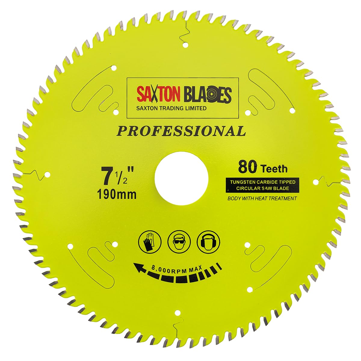 TCT19080TPRO Lama per sega circolare Saxton Professional Range TCT, 190 mm x 80 T x 30 mm, foratura, 16 mm, 20 mm, 25 mm, anelli di riduzione