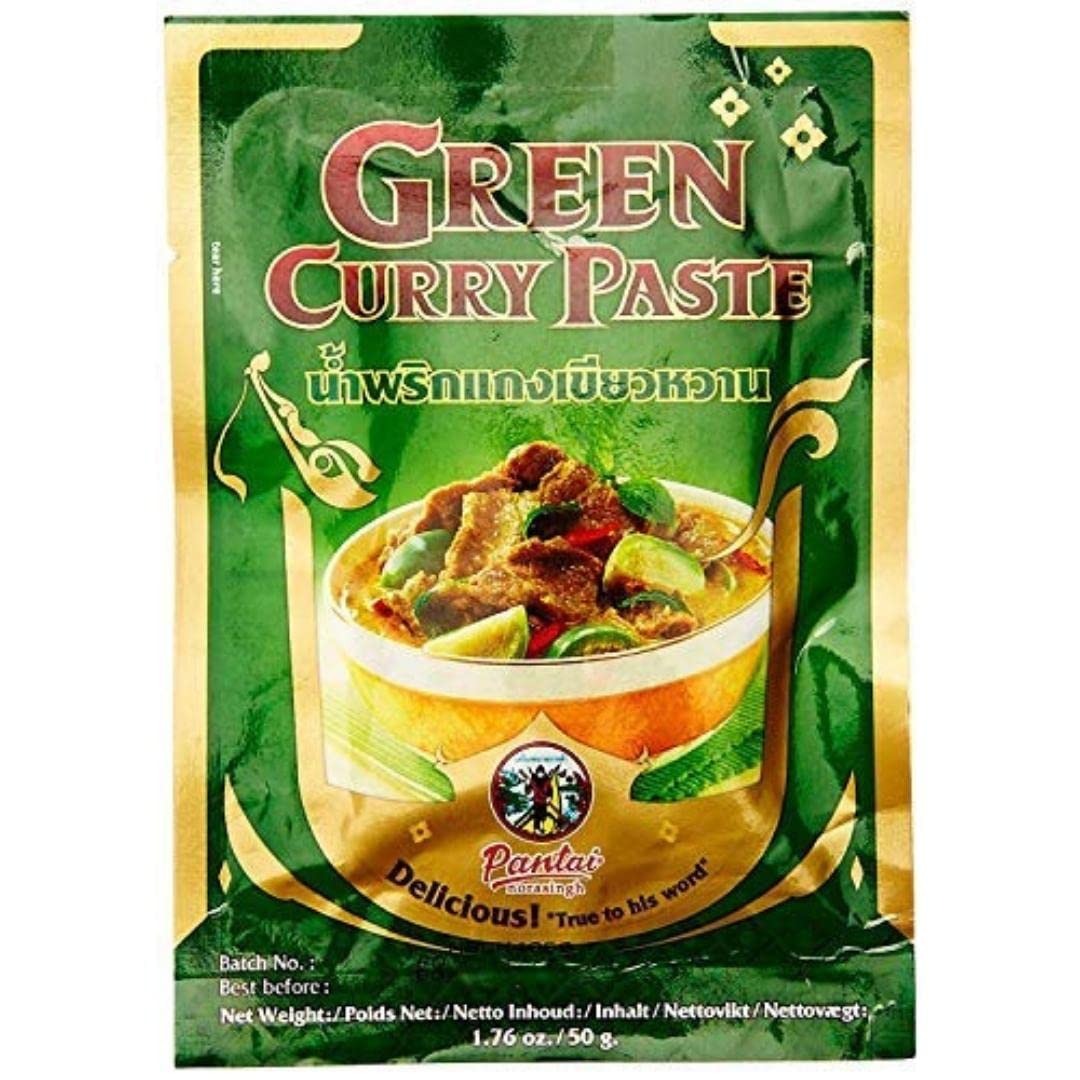 Pantai | Authentic Thai Green Curry Paste 50gm | Blend of Aromatic Spices Including Lemongrass | Imported From Thailand