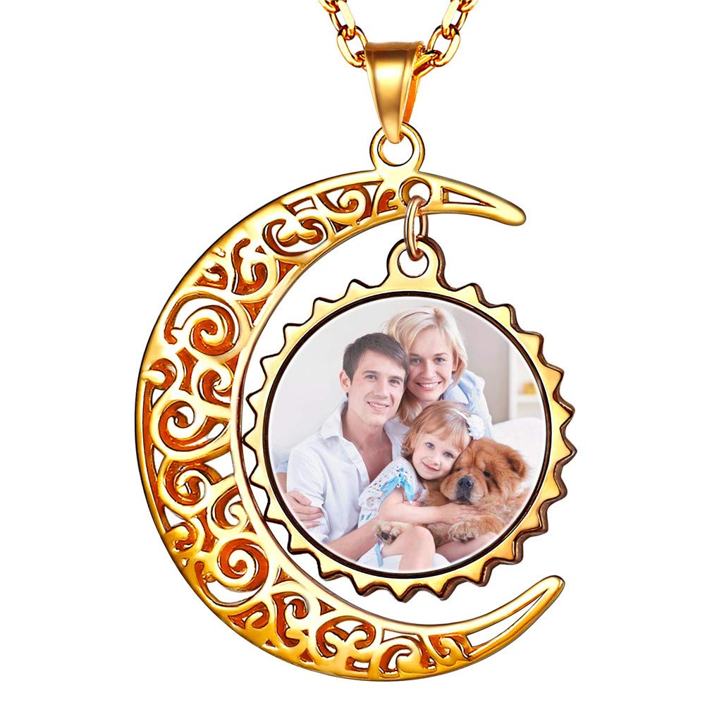 Custom4U Collana personalizzata con foto, ciondolo personalizzato in argento sterling AAAAA+ con zirconi cubici con qualsiasi testo desideri, 16''/18''22'' (con confezione regalo)