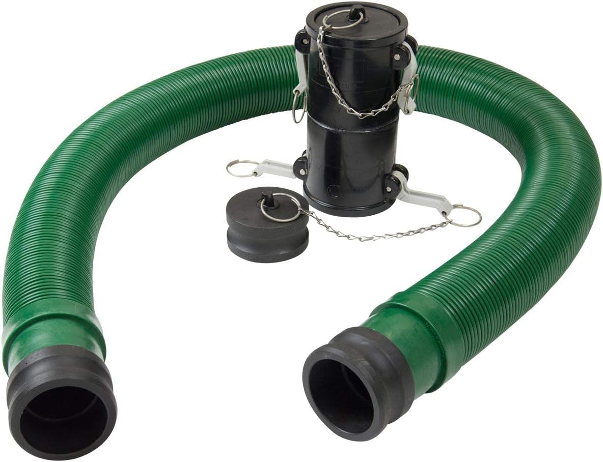 Lippert Waste Master 20' Extension Hose Kit for RV Sewer System, Secure Leak-Resistant Cam Lock, 5'6" Compressed for Storage, Puncture-Resistant, Double Female Adapter - 360784