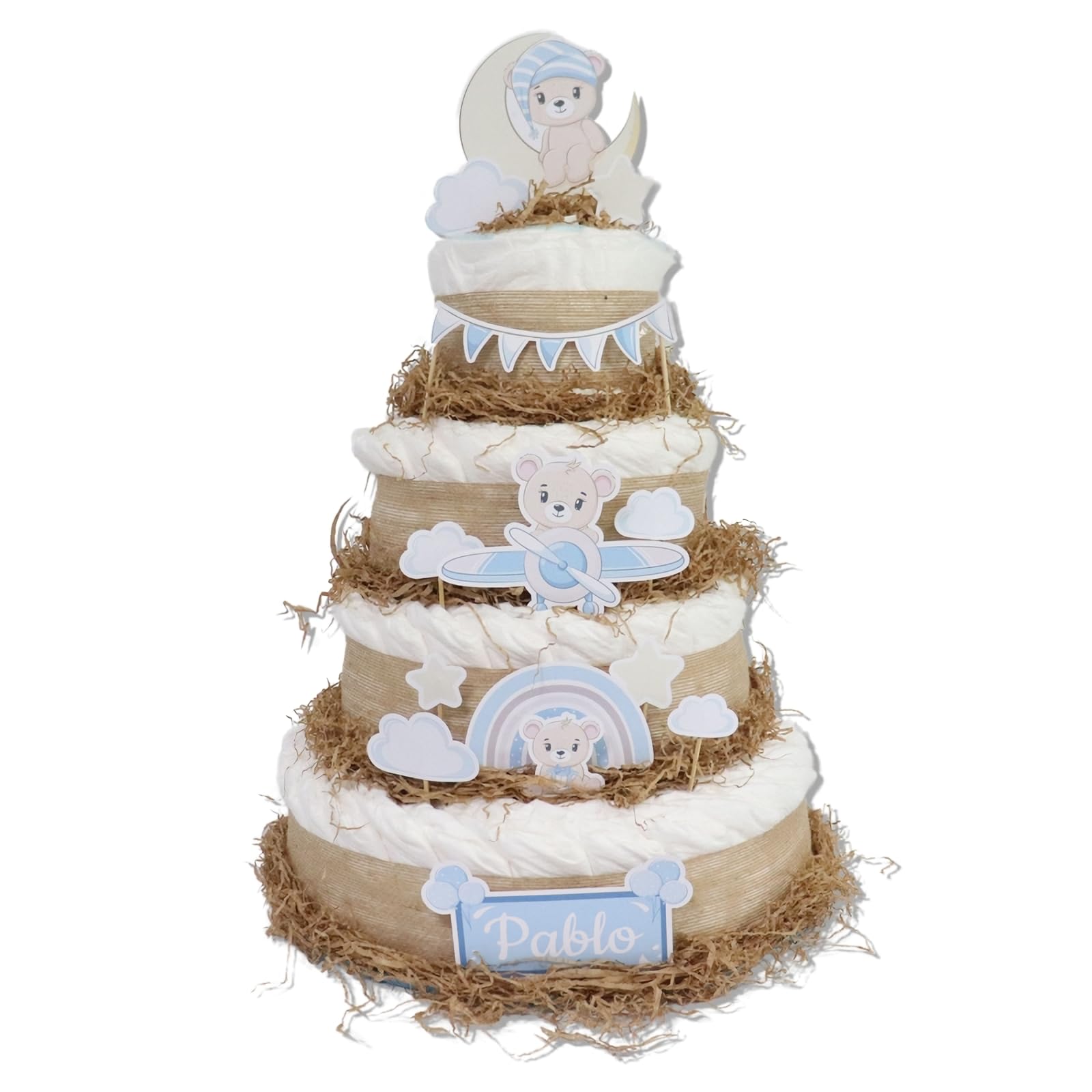 Tarta de pañales 4 pisos modelo OSITOS- Regalos para recién nacido - baby shower - TARTAS DE PAÑALES Y MÁS