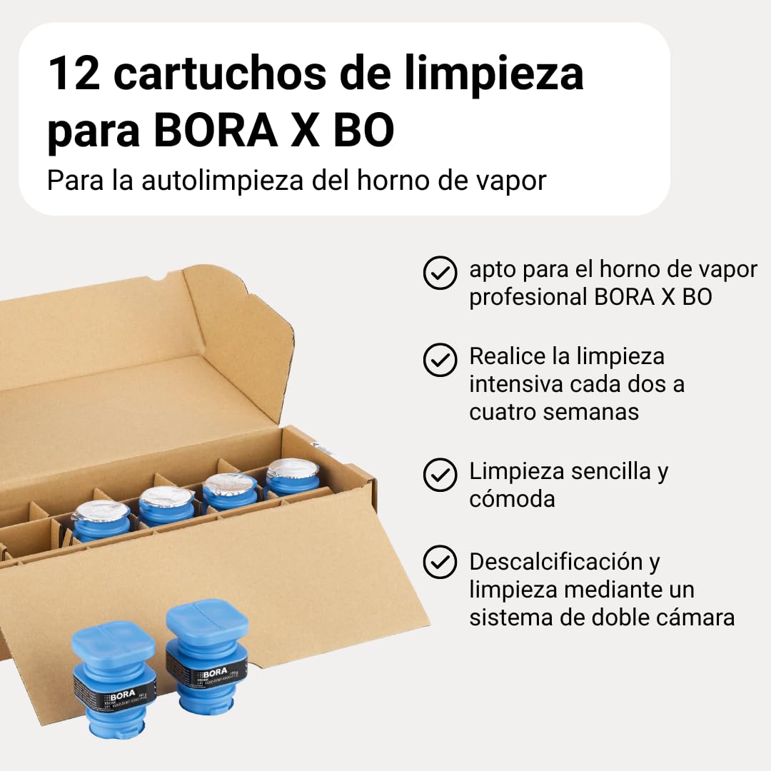 BORA 6 Cartuchos de Limpieza para Horno de Vapor BORA X BO, autolimpiante, Cartuchos de Doble cámara, Accesorios de Limpieza, XBORK/6