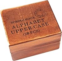 Vista 1 de DEAD SKIN Juego de sellos del alfabeto de madera, fuente mayúscula vintage, grano de madera natural, 26 letras y 2 símbolos, mango largo, sello
