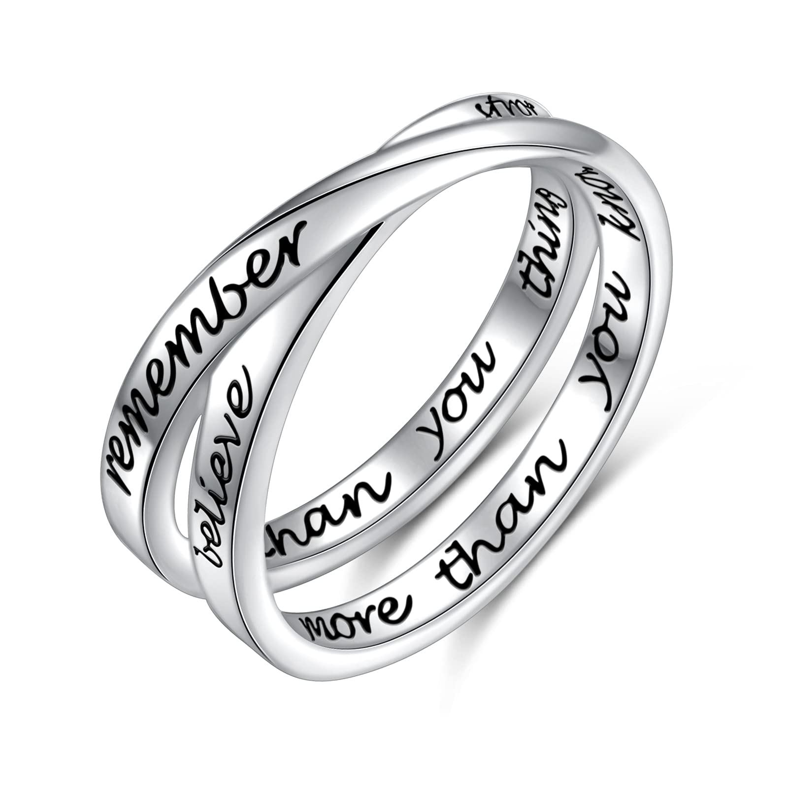 YinShan 925 Sterling Silver Inspirational Ring I am Enough Rings/God Grant Me The Serenity/Always Remember You Are Braver for Women Girls Size 6-9