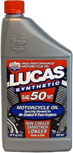 Lucas Oil Aceite sintético para motocicleta 10765 SAE 50WT, 1 cuarto de galón, multicolor