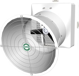 J&D Manufacturing - Tornado Fiberglass Exhaust Fan 20" DD, Single Phase, 4,564 CFM 1/3 Horsepower GoldStar Motor, 115/230V, 3-Black Polymer Blades, Alumnium Shutter, Cone Version VFA20PC-GS