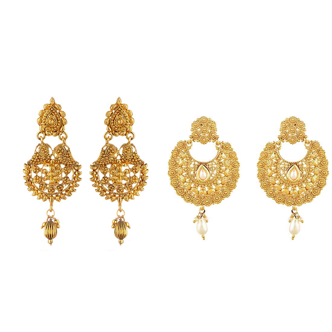 ZENEME Earring Gold Plated Desinger Kundan Dangle & Drop Jewellery Earrings Combo of 2 For Women & Girls (Design-3) (B07LD6312X) Amazon Price History, Amazon Price Tracker