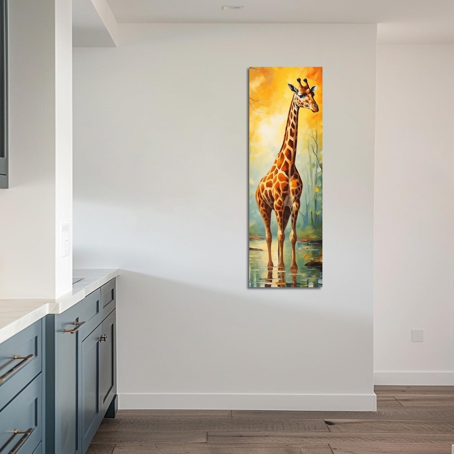 PBXBJY Giraffe Canvas Wall Art Colorful Giraffe Picture Wall Decor Forest Wild Animals Poster Prints Modern Painting Home Decor for Hallway Living Room (8.00" x 24.00")