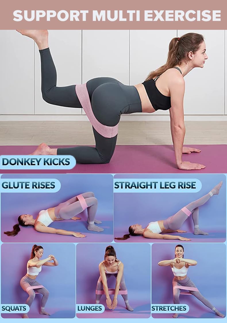 Resistance Bands for Women Beginners, Fabric Exercise Band with Non-Slip Design for HIPS & Glutes, Gym Band for Home Fitness, Yoga, Pilates,Training