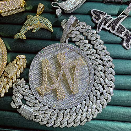 ICEDIAMOND 14K Hip Hop Jumbo 44 Rotating Medal Pendant with 14mm Cuban Link Chain, Gold Plated Iced Out Super Sparkling CZ Diamond Necklace for Men2