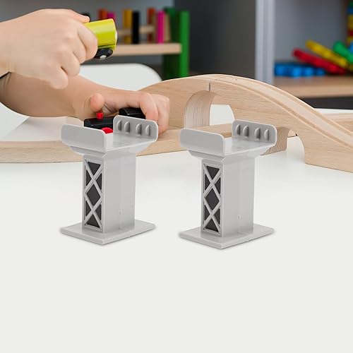Miniatura 3 de Tren de madera 6 unids puente de tren Pier Track Toys Kids Train Bridge Support Risers Multi Level Support Risers Bloques de alto nivel Tren