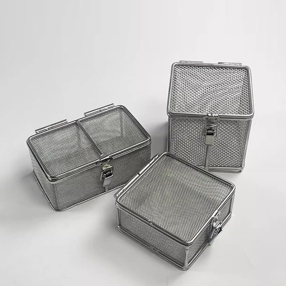 CucCe Cestello di disinfezione in acciaio inossida Cesto in acciaio inossidabile, fasce for dispositivi medici e apparecchiature di disinfezione(48 * 25 * 7cm,Mesh 1mm)