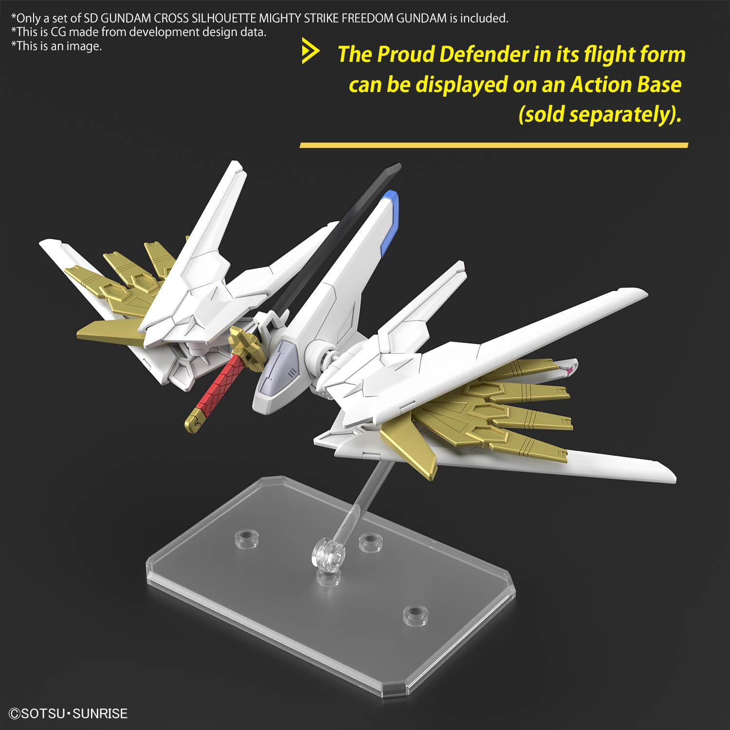 SD Gundam Cross Silhouette SDCS Mobile Suit Gundam SEED FREEDOM Mighty Strike Freedom Gundam Modèle en plastique à code couleur, Rouge, blanc