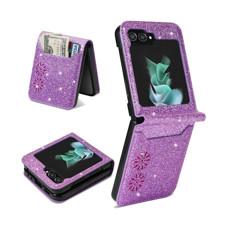 Étui Galaxy Z Flip 7 FE violet à paillettes pour sorties et soirées