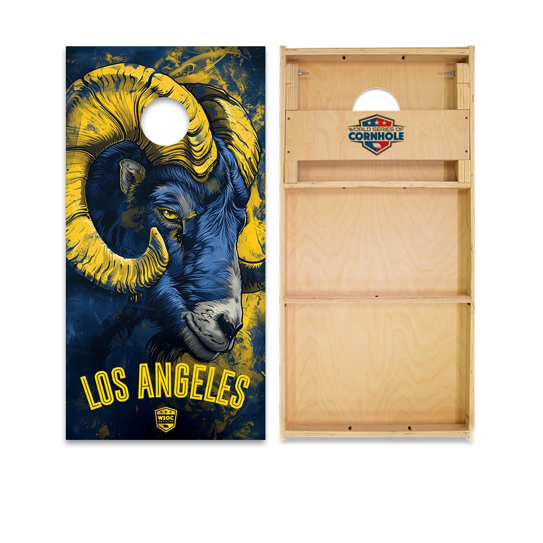 Skip's Garage Los Angeles #2 Cornhole Boards - WSOC Runway Series - Includes (2) Boards (NO Bags) + (1) Black Carrying Case