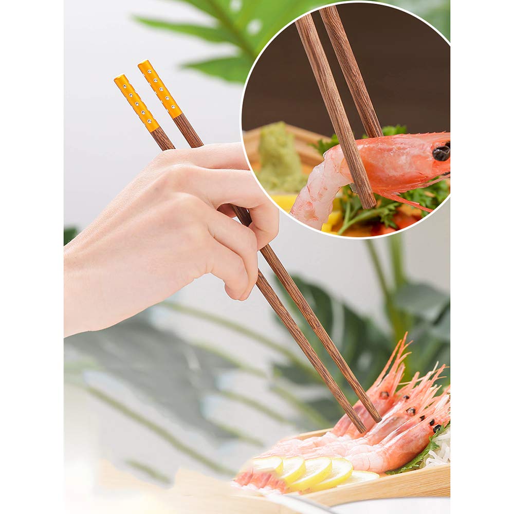 10paia Bacchette di bambù Naturale Cinesi, Antiscivolo Bacchette Giapponesi, 9 Pollici Simpatico Gatto Chopstick Riutilizzabile, Lavabili in lavastoviglie, Posate asiatiche per Sushi Noodles