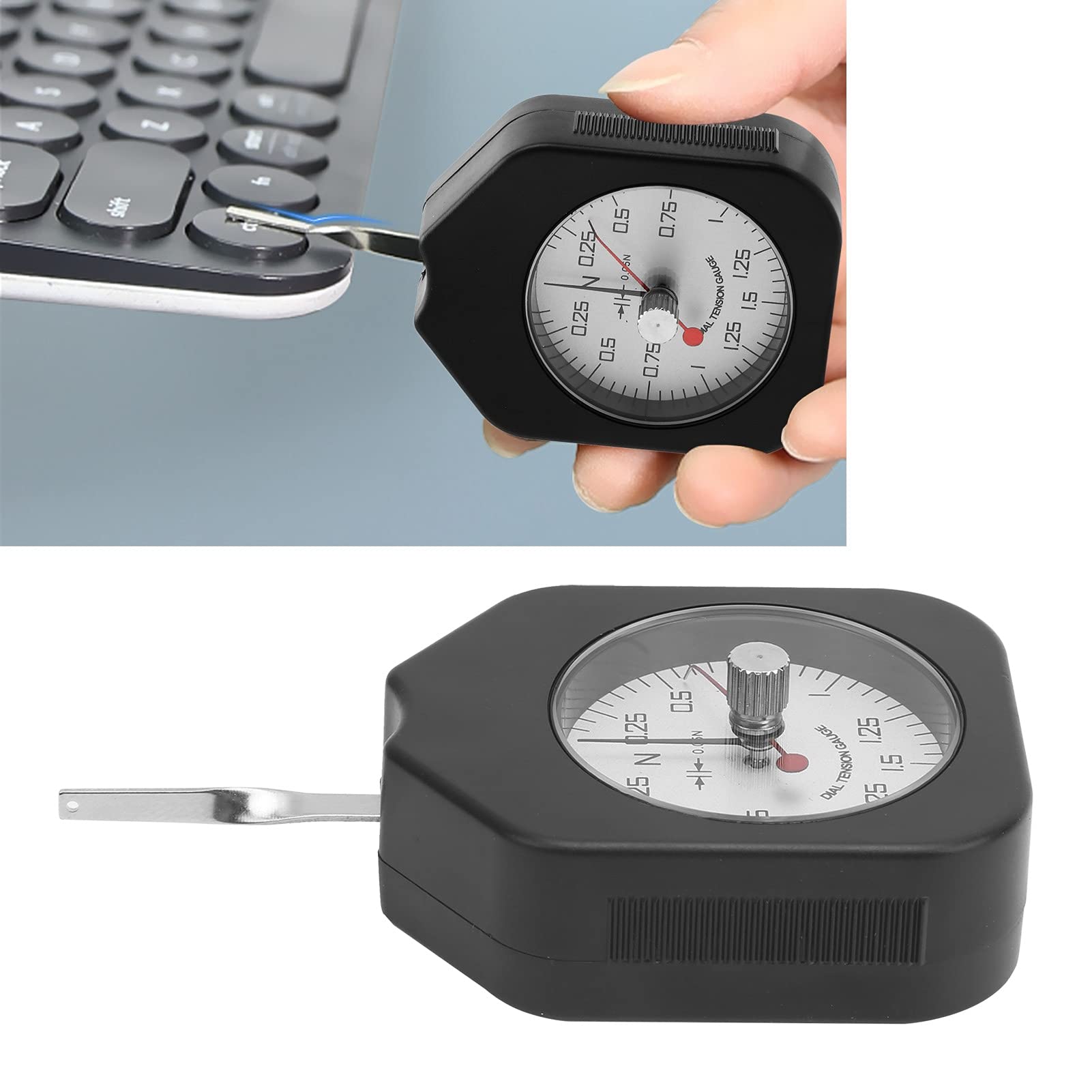 Yuecoom Dial Tension Gauge, Meter Tension Tester Tensiometer Double Pointer 1.5N Tensiometer Measuring Tool