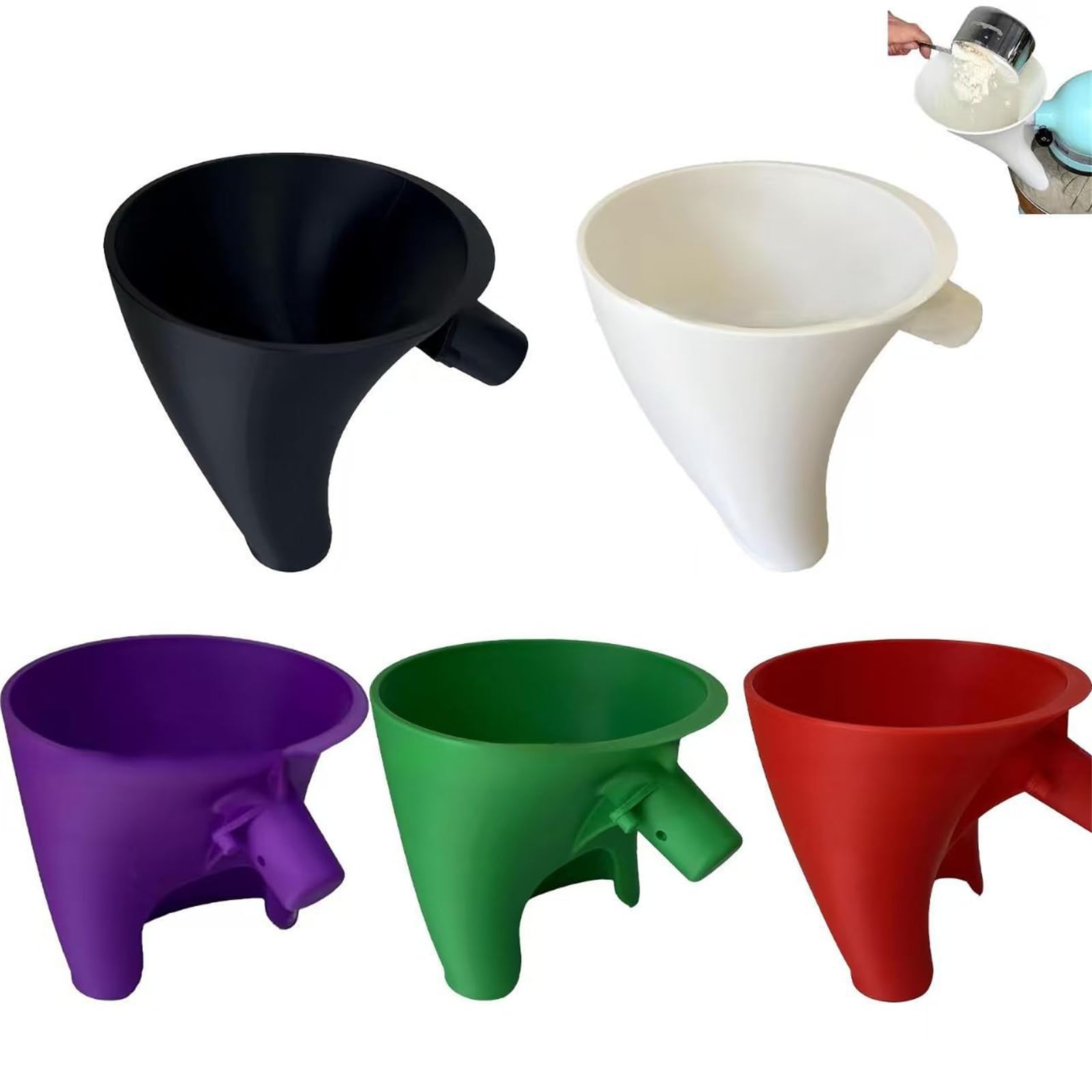 Lejek do mąki dla Kitchenaid Kitchen Aid Flour Funnel do miksera, blendera stojącego, zestaw KSM150, silikonowy dodatek do maszyny kuchennej, silikonowy lejek do mąki, akcesorium kuchenne (E)