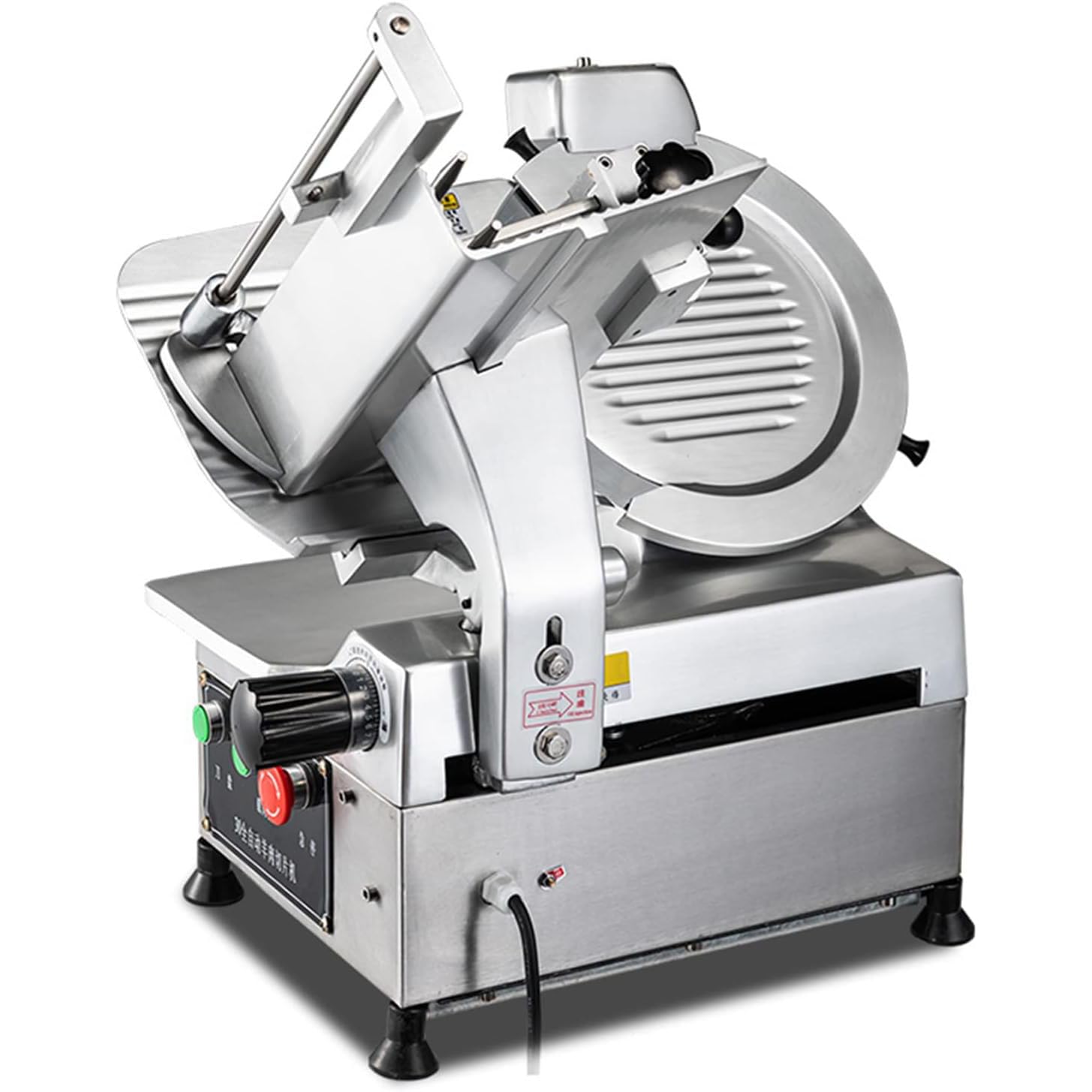 ASerZenith Frozen Meat Slicer, 12 Inch Stainless Steel Cutter, 550W Power, 0-6Mm Adjustable Thickness For Slicing Frozen Beef And Mutton