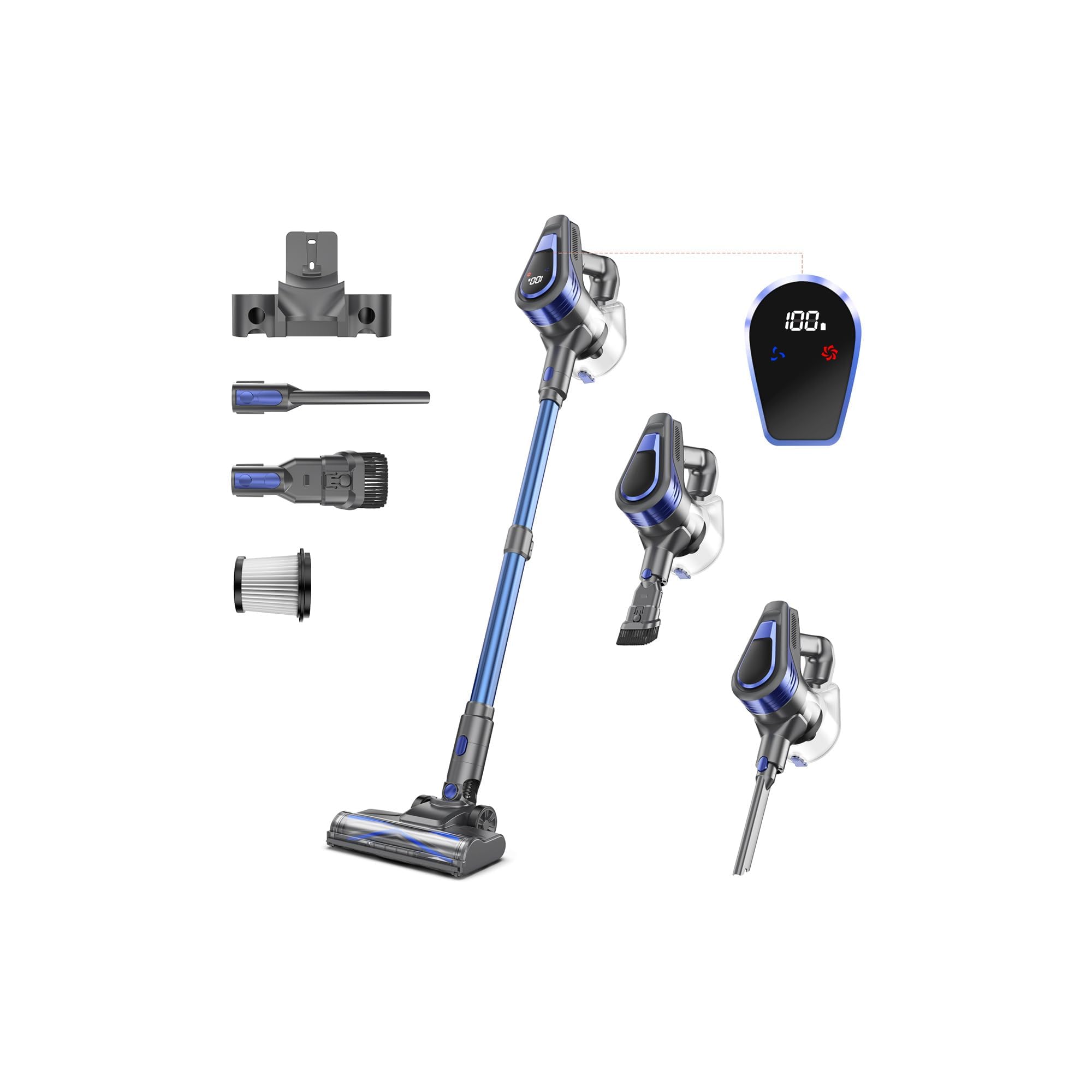 N16 Cordless Vacuum Cleaner, Lightweight Vacuum Cleaners for Home with Powerful Suction, 2600mAh Battery with 45 Mins Runtime, Rechargeable Stick Vacuum Cordless for Hardwood Floor Carpet Pet Hair