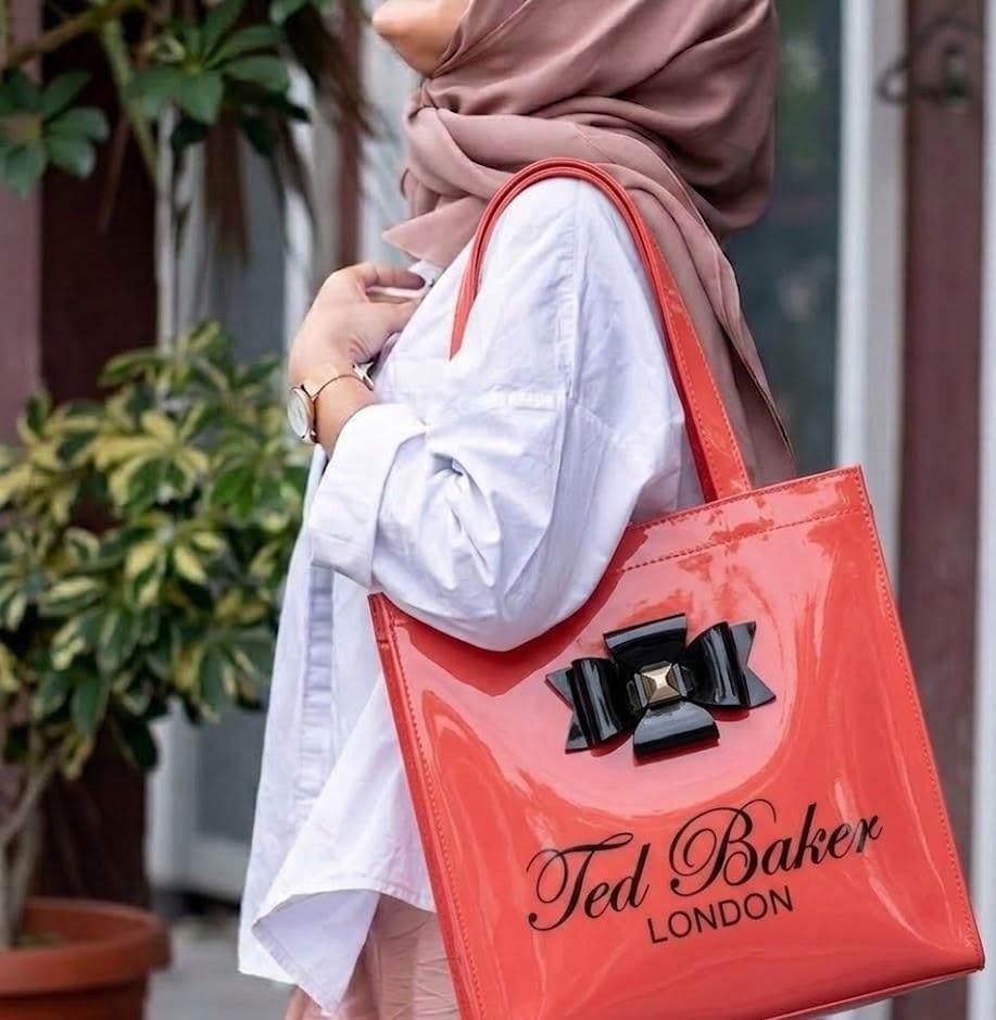 Image of SEA MOUNT Ted Baker London Multipurpose Tote Bag with Signature Bow Detail Spacious Travel Carryall, Everyday Shopping Organiser, Durable Shoulder Handbag for Work, Office, Travel & Daily Essentials