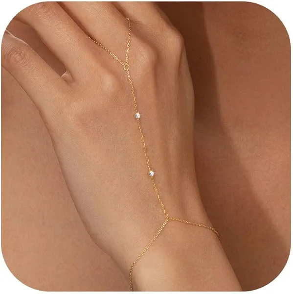Gokeey Gold Bracelets for Women Trendy,14K Gold Plated Dainty Stackable Paperclip Cuban Link Chain Bracelets, Simple Cute Cuff Bracelets Jewelry Set Adjustable 7"+2"