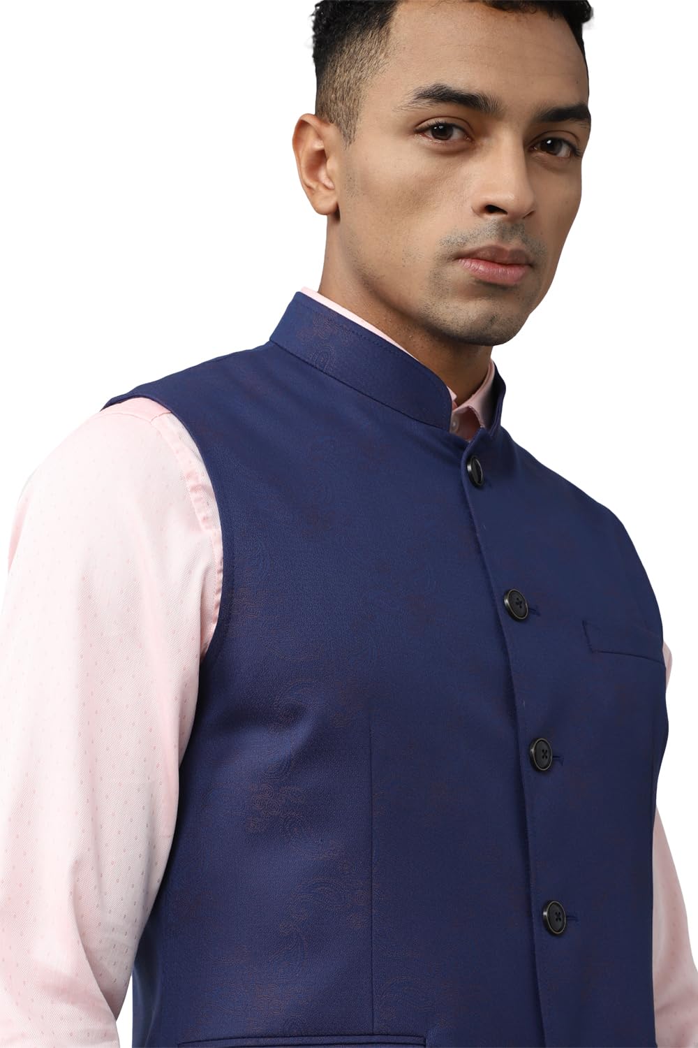 Peter England Men Blue Solid Regular Fit Formal Waistcoat 2