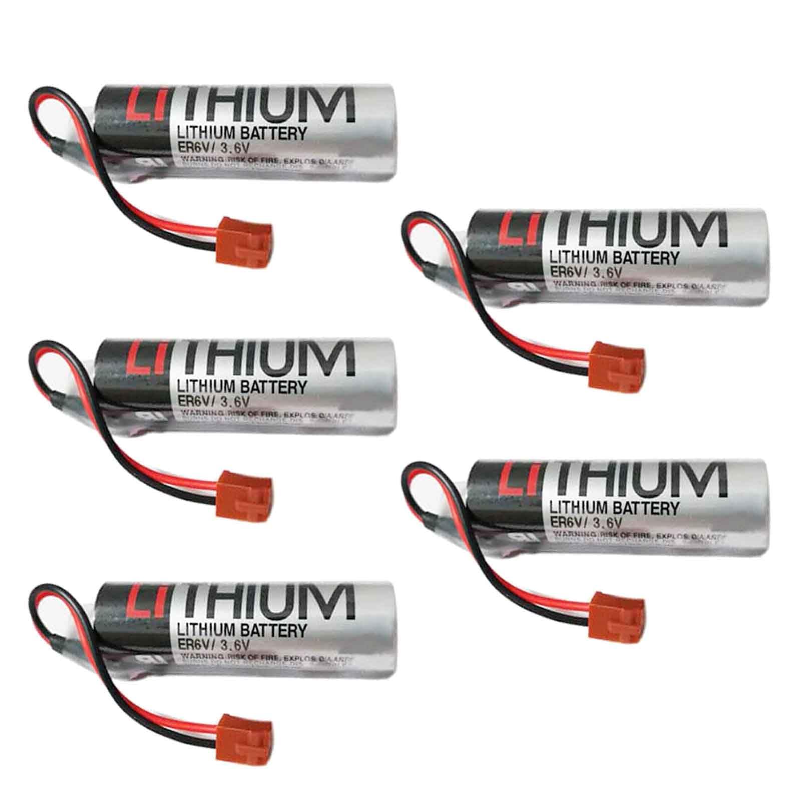 [5 Pack] ER6VCT ER6V/3.6V PLC Battery for Robot OTC, 2000mAh with Small Brown Plug