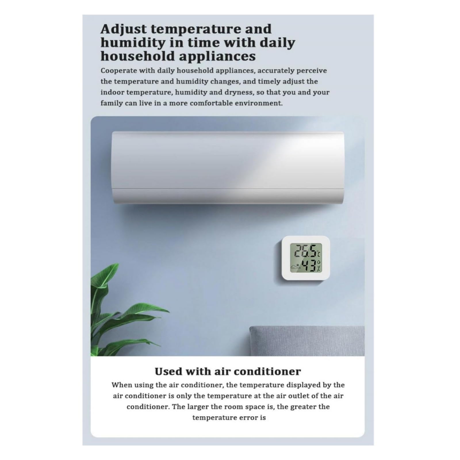 Mini termómetro higrómetro para Interiores, Pantalla LCD Digital, medidor de Temperatura y Humedad, Sensor, estación meteorológica, Instrumento de medición, Controlador 2b+30a