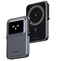 UGREEN Bateria magnética Uno Magsafe Power Bank 5000mAh 20W carregador portátil de carregamento rápido com suporte dobrável Emoji TFT Display Powerbank para iPhone 16 Pro Max/15 Plus/14/13/12, preto