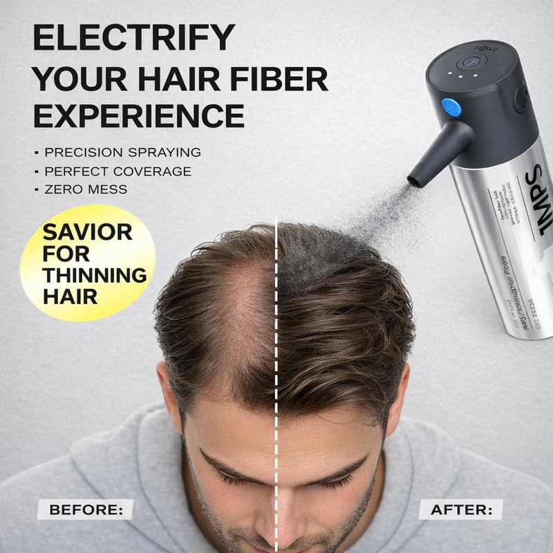 IMPS SteadyFlow Electric Hair Fiber Applicator, 3 Modes for Precise Thinning Hair Coverage,Automatic Spray Pump for Salon-Grade Hair Building, Instantly Thicker & Fuller Looking Hair-Dark Brown