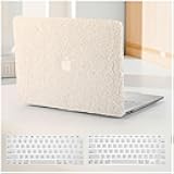 Compatible with MacBook Pro 13 inch Case M2 2024 2023 2022-2016 A2338 M1 A2251 A2289 A2159 A1989 A1708 A1706,Soft Fluffy Fuzzy Plush Faux Fur Print Leather Hard Shell Case&Keyboard Cover, Beige