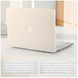 Compatible with MacBook Pro 13 inch Case M2 2024 2023 2022-2016 A2338 M1 A2251 A2289 A2159 A1989 A1708 A1706&comma;Soft Fluffy Fuzzy Plush Faux Fur Print Leather Hard Shell Case&Keyboard Cover&comma; Beige