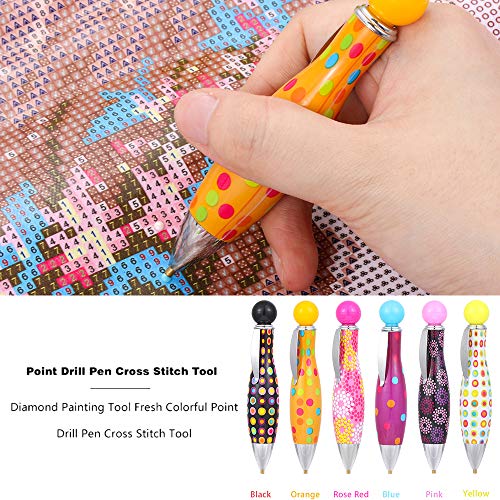 Tooeary Cute Diamond Point Drill Pen Bowling Shape Crafts Sewing Embroidery Painting Cross Stitch Accessories with Glue Clay