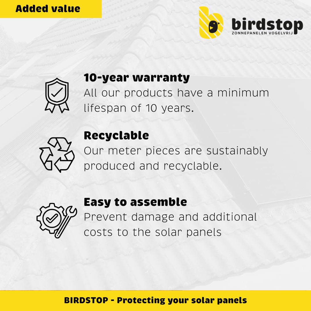 Juego de protección contra pájaros fotovoltaico, sistema solar antipalomas, 10 metros, 12 cm de altura, 4 piezas de esquina y fijación, ahuyentador de palomas fotovoltaico